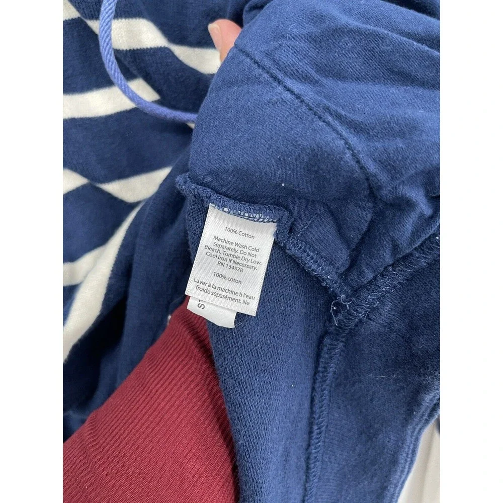 VINEYARD VINES Sweater‎ Womens M Blue Cream Stripe Mock Neck Whale